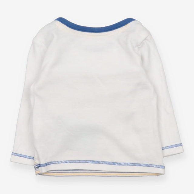 Tee Shirt White, Navy and Yellow with Strips