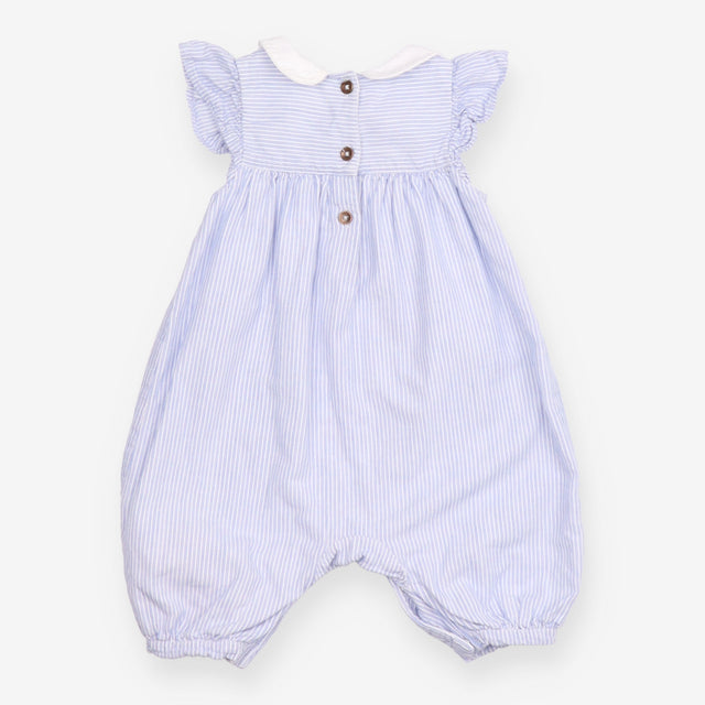 Blue Striped Collared Romper