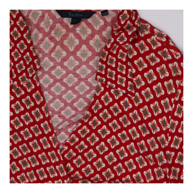 Red & Brown Diamond Print Collared Jersey Wrap Dre