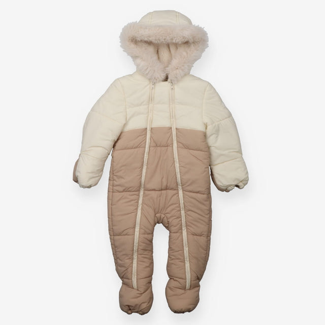 Beige/brown snowsuit fur hood