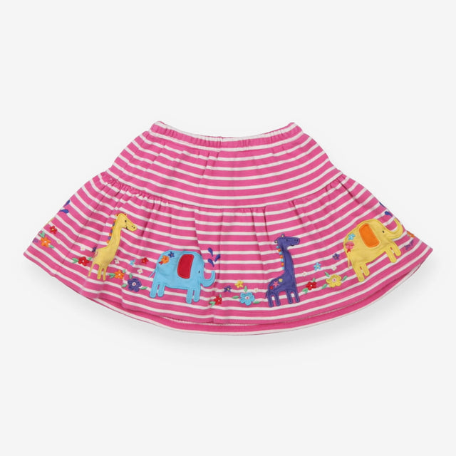 Skort Pink and White Strips with Giraffes, Elephan