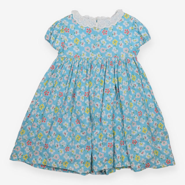 Blue floral dress with lace collar