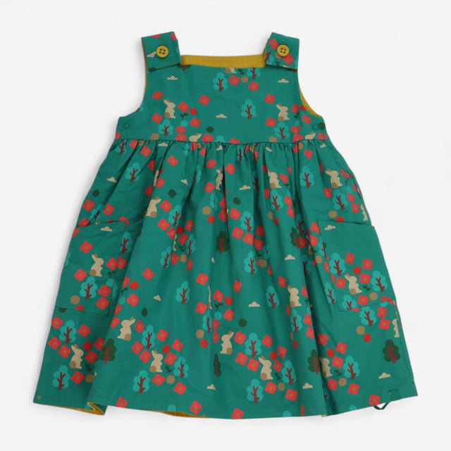 Dress Yellow Reversible with Forest Bunnies