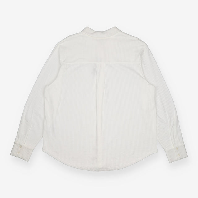 Shirt White Textured Cotton Button Front
