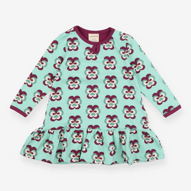 Dress jersey mint with pansies