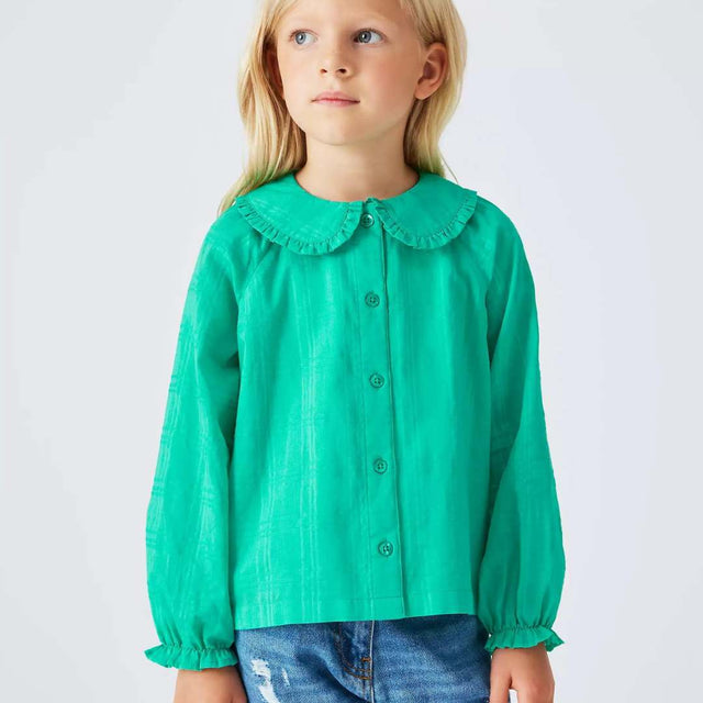 Green Peter Pan Collar Button Blouse