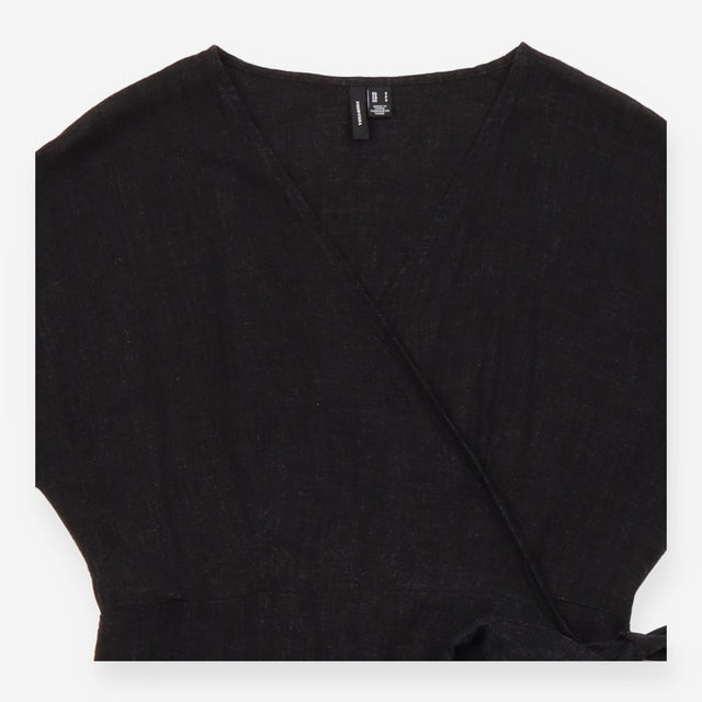 Vero Moda Black Short Sleeve Side Tie Wrap Mini Dr