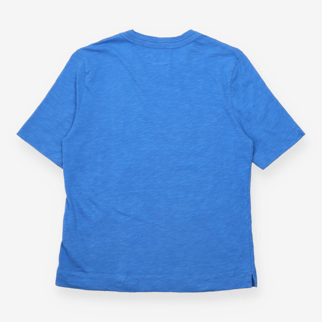 T-Shirt Blue Short Sleeve Crew Neck Slub