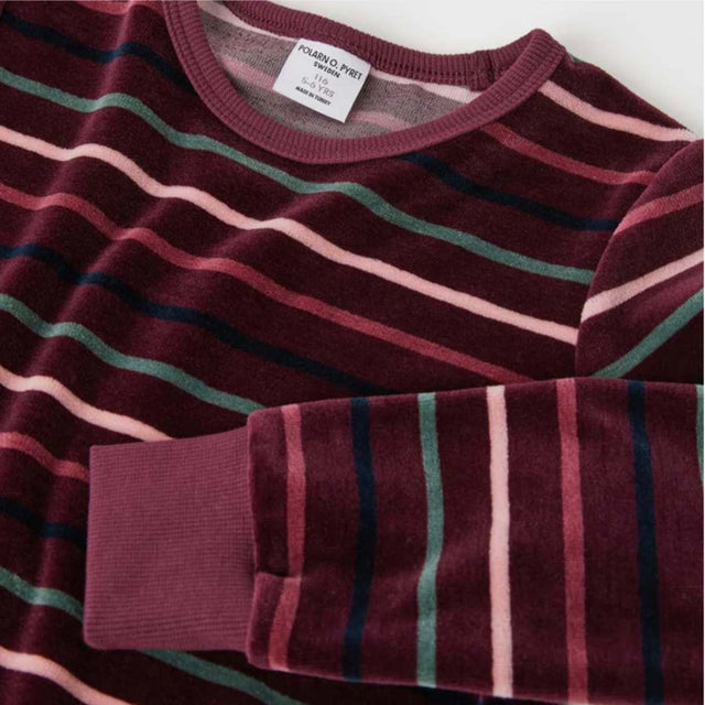 Long Sleeve Velour Striped Top Fig