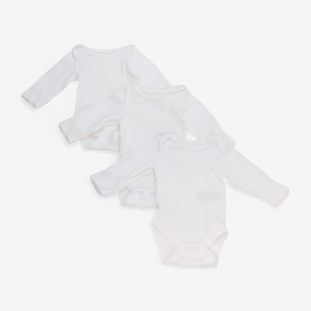 Bodysuits Long Sleeve White 3-Pack