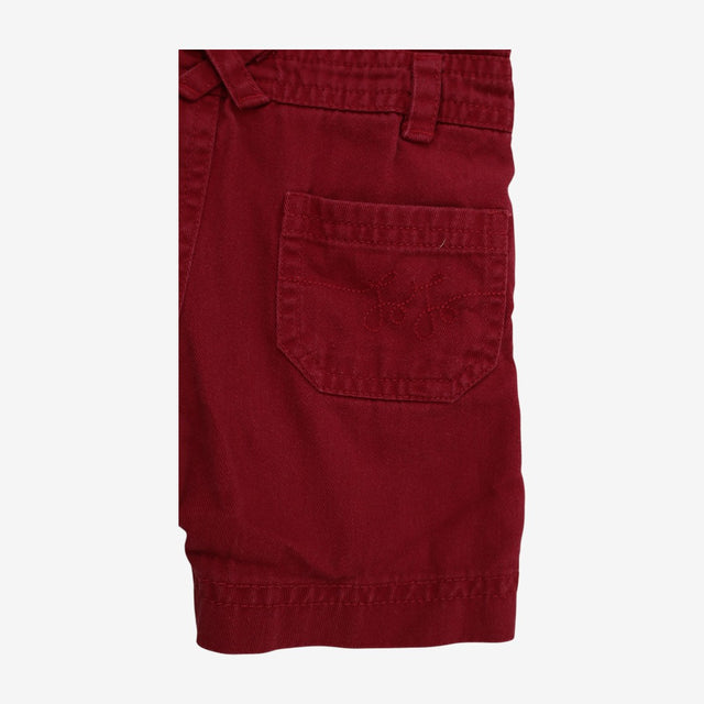 Red Woven Shortie Dungarees