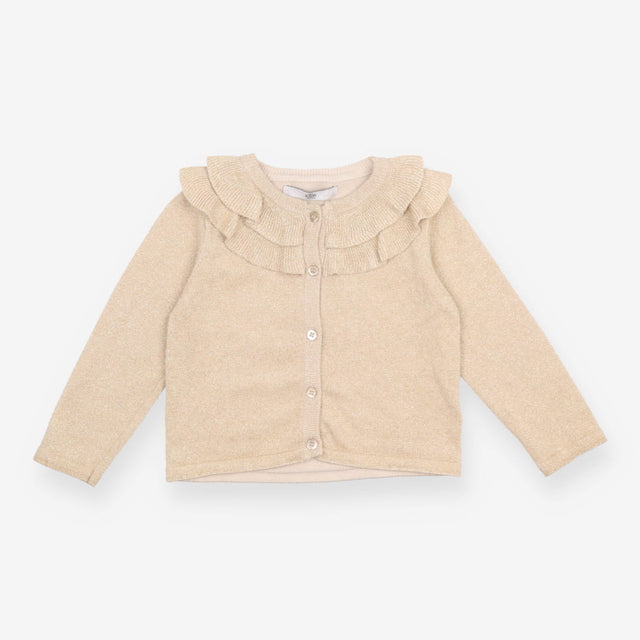 Gold Festive Glittered Frill Cardigan