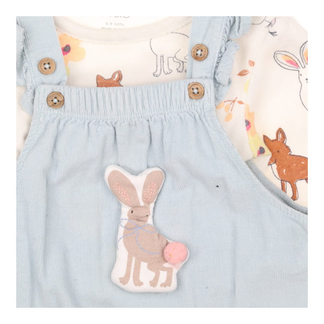 Dungarees Blue with Rabbit and Bodysuit