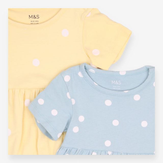 Yellow and Turquoise Polka Dot Dress 2pc