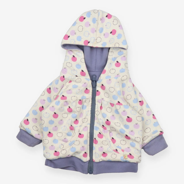 Hoodie reversable zipped blue and apples