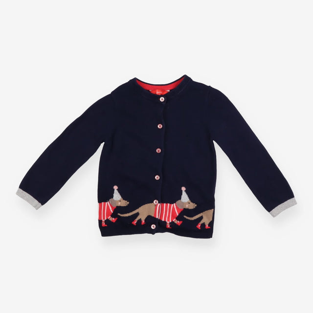 Cardigan Navy Party Dachshund Applique