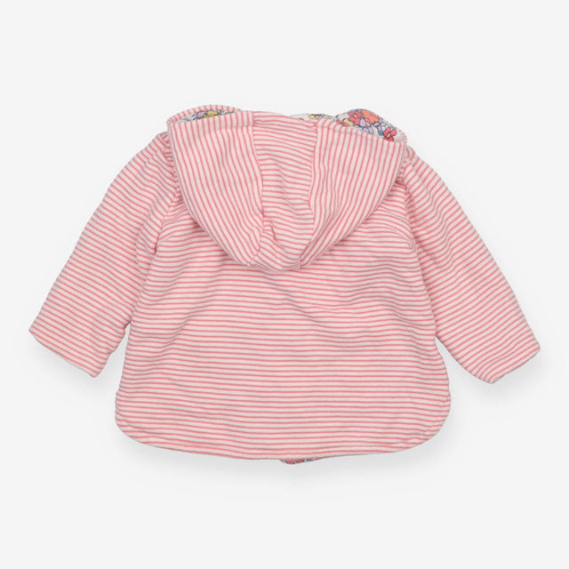 Jacket pink stripe floral lining hooded