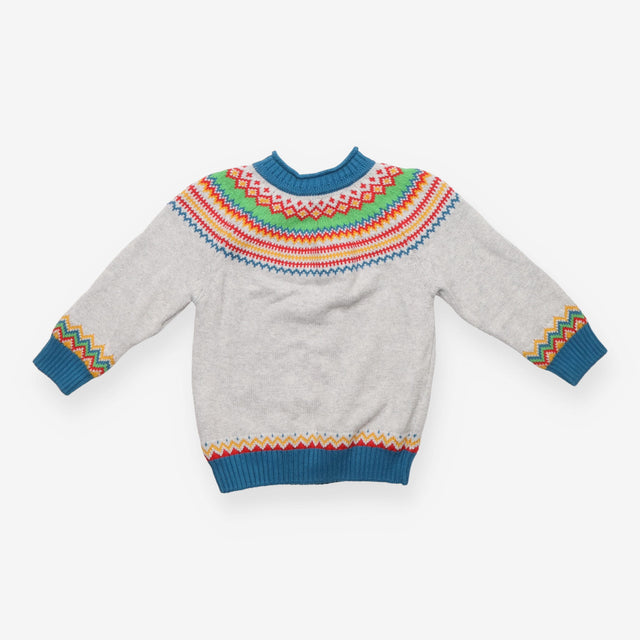 Knit Sweater Grey Marl Fairisle Fika
