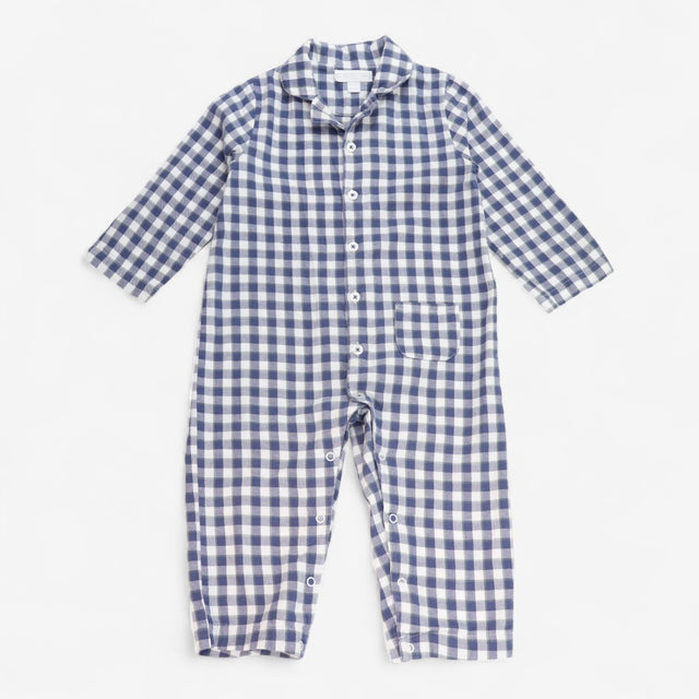 Blue Check Button Up Pyjamas