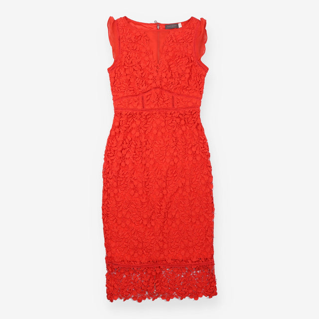 Red Guipure Floral Lace Ladder Trim Fi