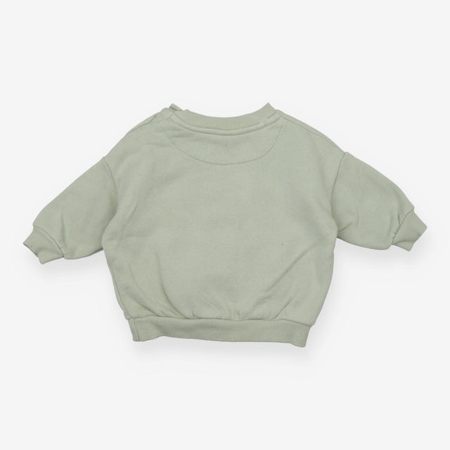 Sweater sage green woodland animals