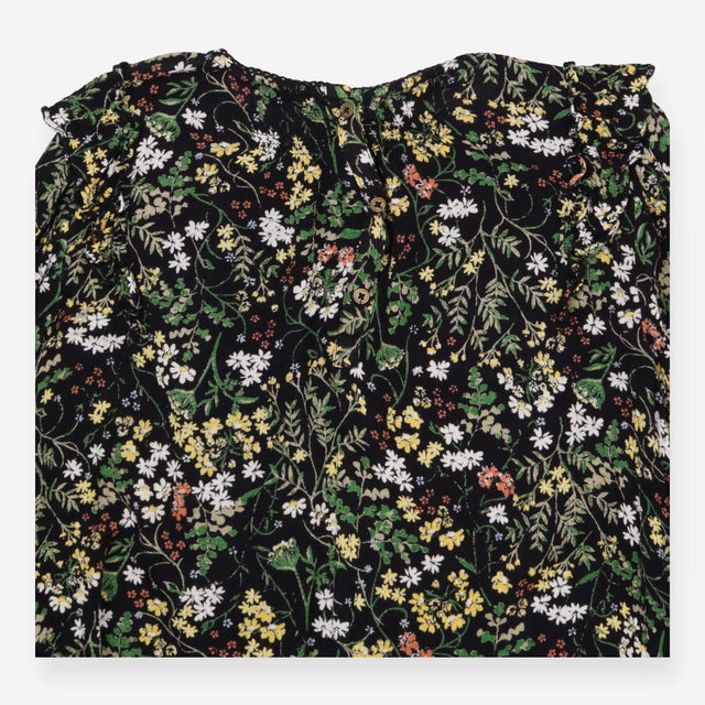 Blouse black with yellow florals