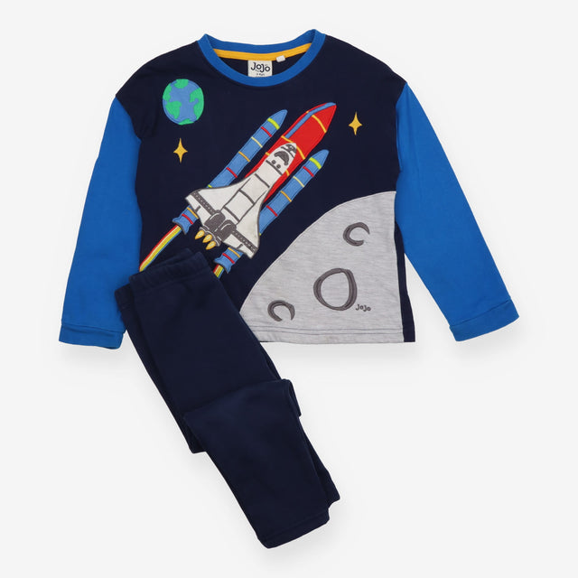 Blue Rocket Pyjama with Moon and Earth