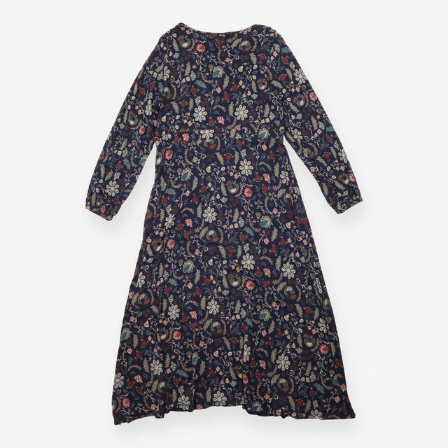Bluebell Glade Botanical Floral Jersey Dress Navy