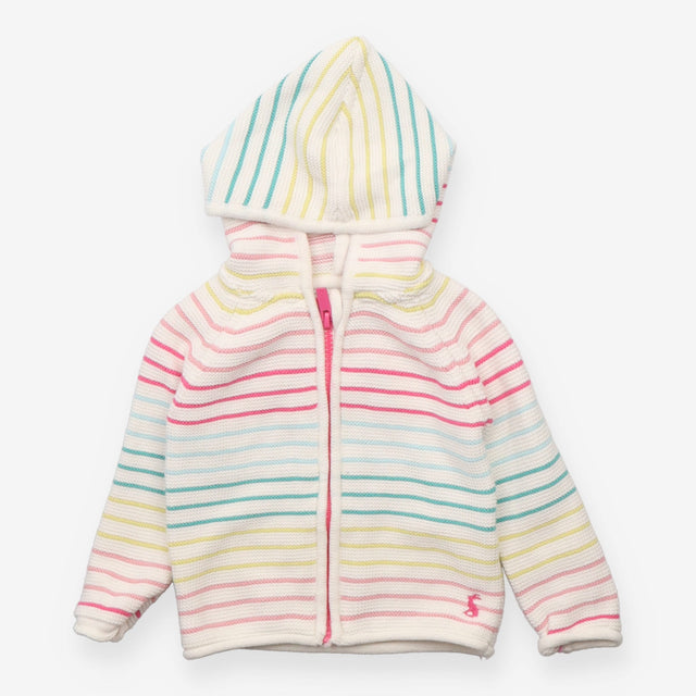 Cardigan hooded white rainbow striped