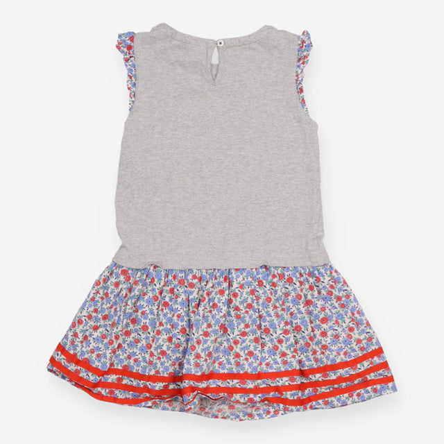 Dress grey with blue and red floral skirt