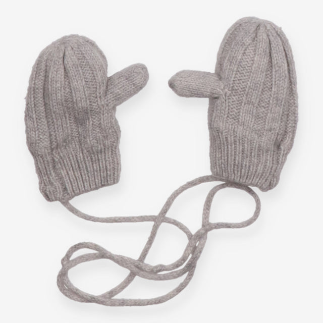 Mittens on string grey knit