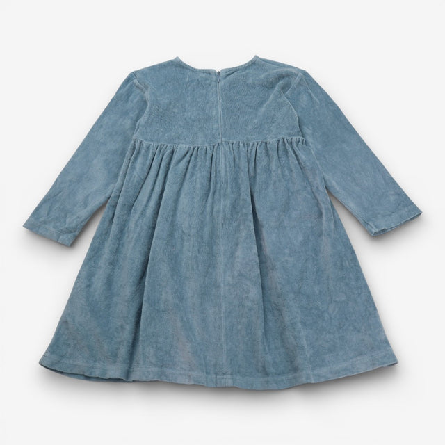 Blue velour long sleeve dress