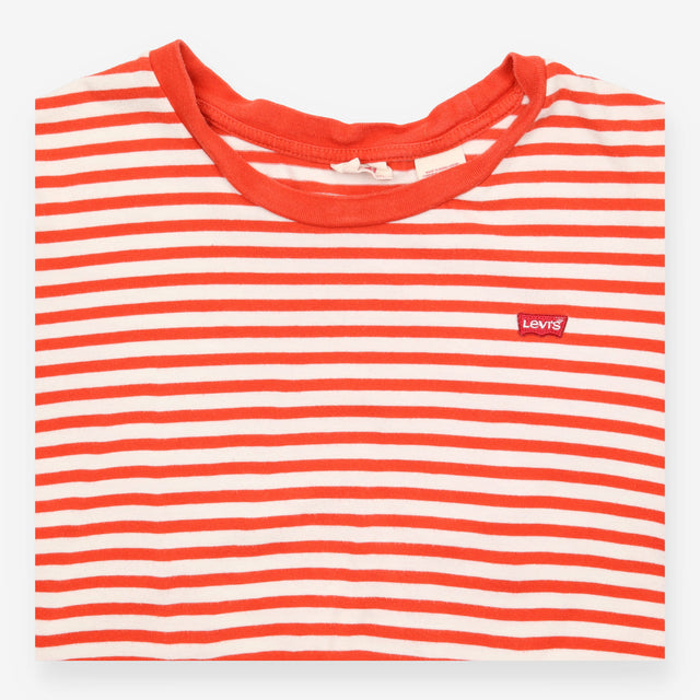 Red and White Striped Short Sleeve Cotton T-Shirt