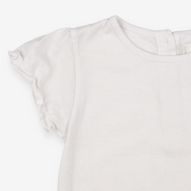 White T-shirt Frill Sleeves