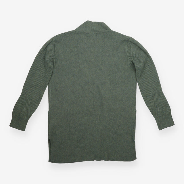 Longline Cardigan Sage Green Open Front Pockets