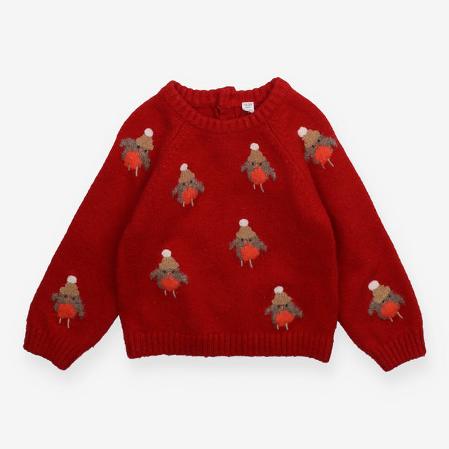 Red knit robin sweater