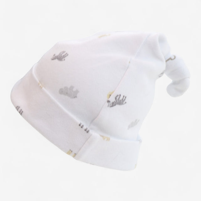 Baby hat white safari animals