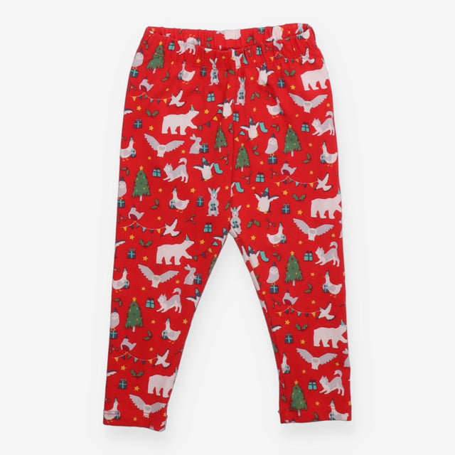 Red festive party animal leggings