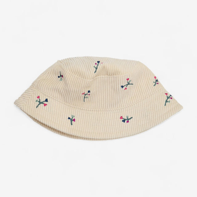 Cord Cream Winter Bucket Hat Floral Print
