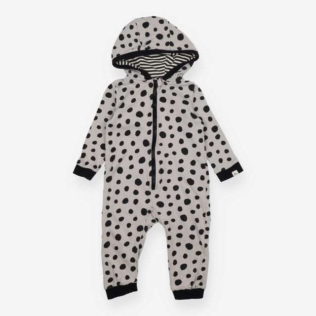 Hooded One Piece - Grey and Black Spots