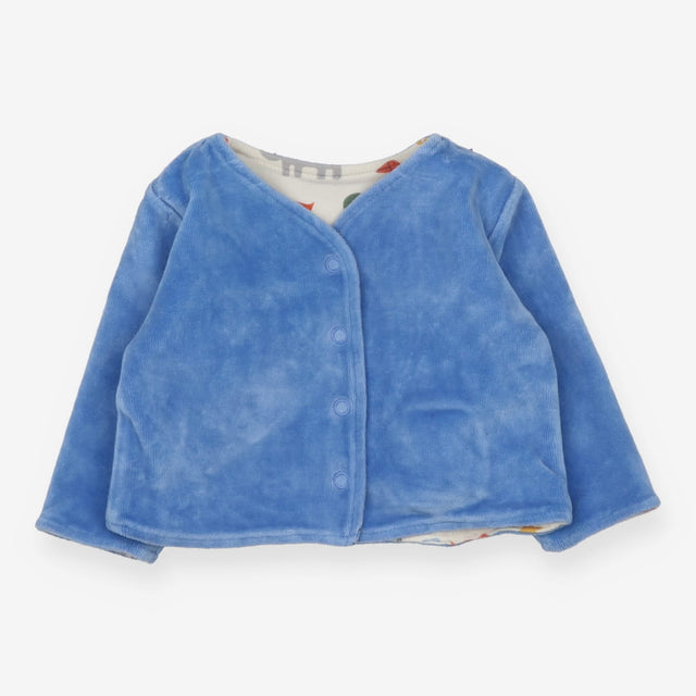velour Cardigan Reversible Blue and White with Saf