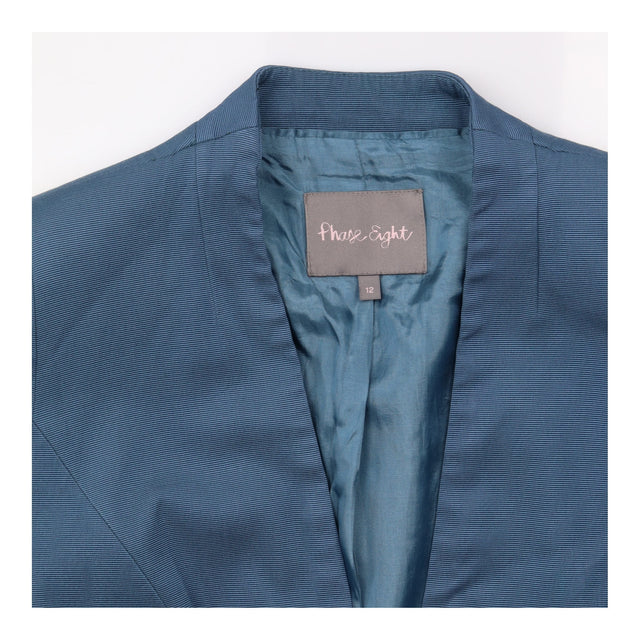 Slate Blue Collarless Tailored Blazer Jacket