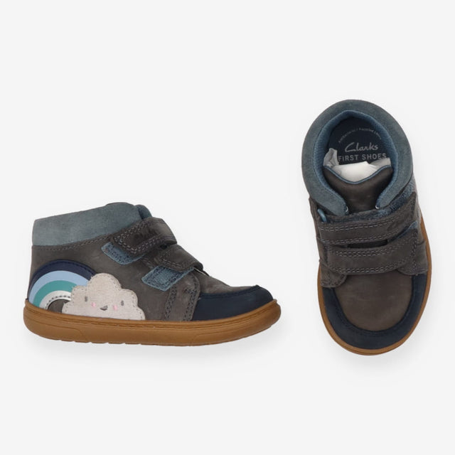 Blue Rainbow and Cloud Velcro Booties
