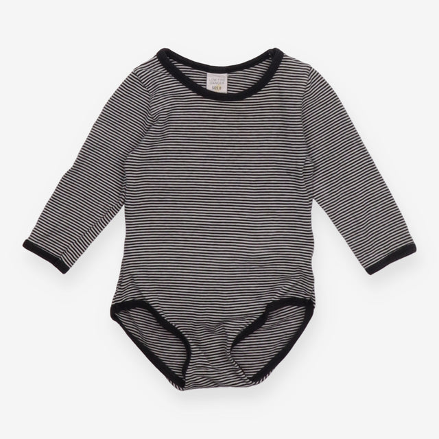 Bodysuit black white stripe LS easysuit