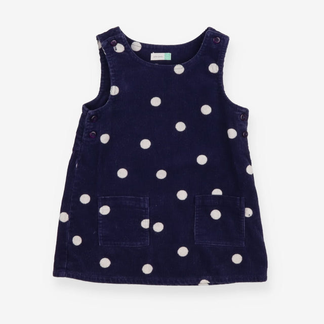Pinafore dress navy polka dots