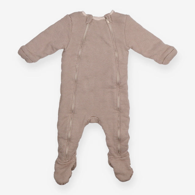 Pramsuit Padded Cream and Brown Stripe zips