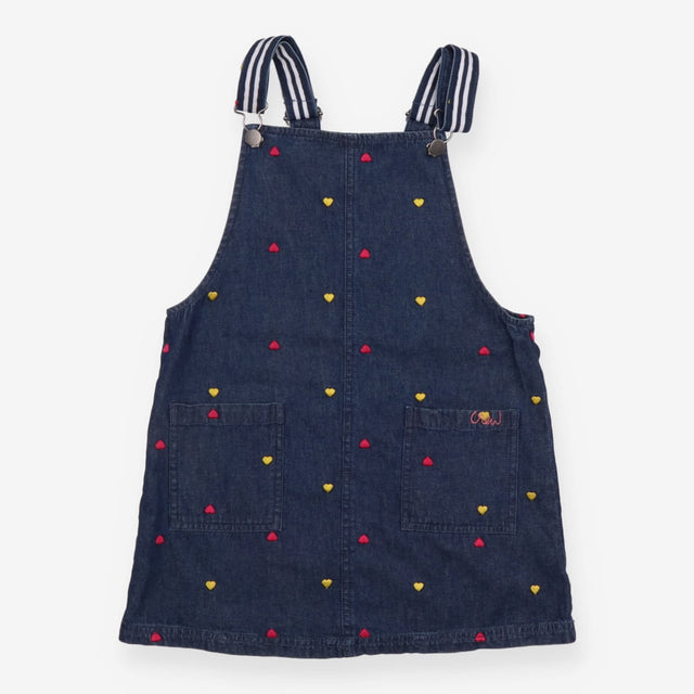 Pinafore Denim with Yellow and Pink Heart Applique