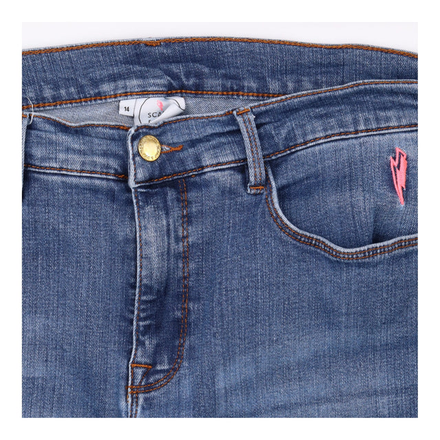 Jeans Mid Wash Blue Slim Leg Lightning Bolt Denim