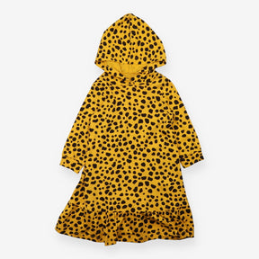 Hooded Jersey Dress - Yellow Cheetah