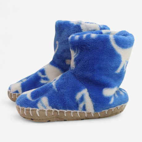 Slippers Blue with White Dinosaurs Size 8-10